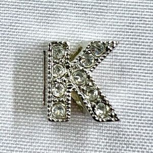 Brighton Silver Crystal Initial K Brooch
